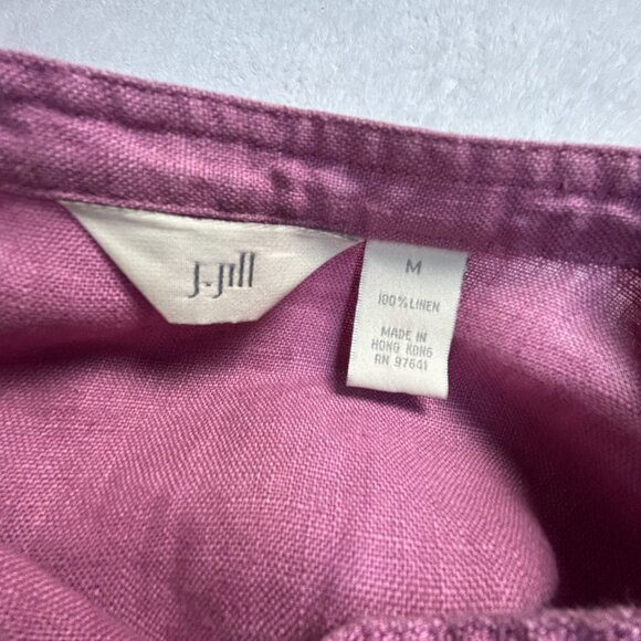 J. Jill Womens Mandarin Collar Button-Up Tunic Top Medium Linen Purple Casual - Picture 3 of 7
